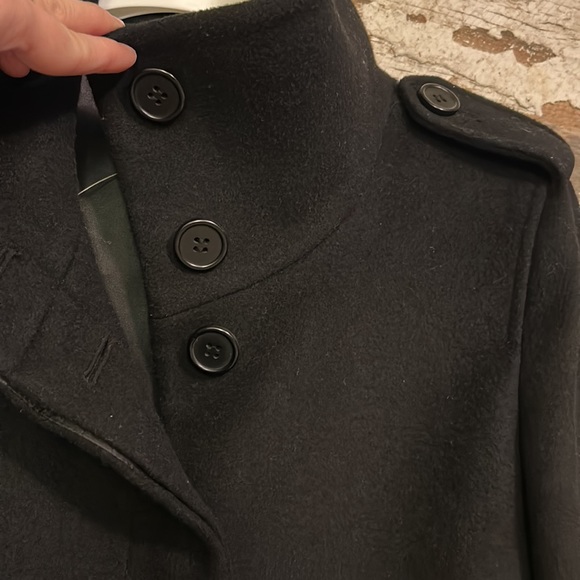 Like New!  Tall Black Loft Wool Belted High Neck Coat - Picture 2 of 9
